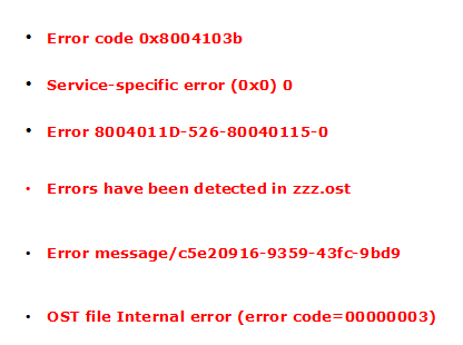 Outlook OST Errors