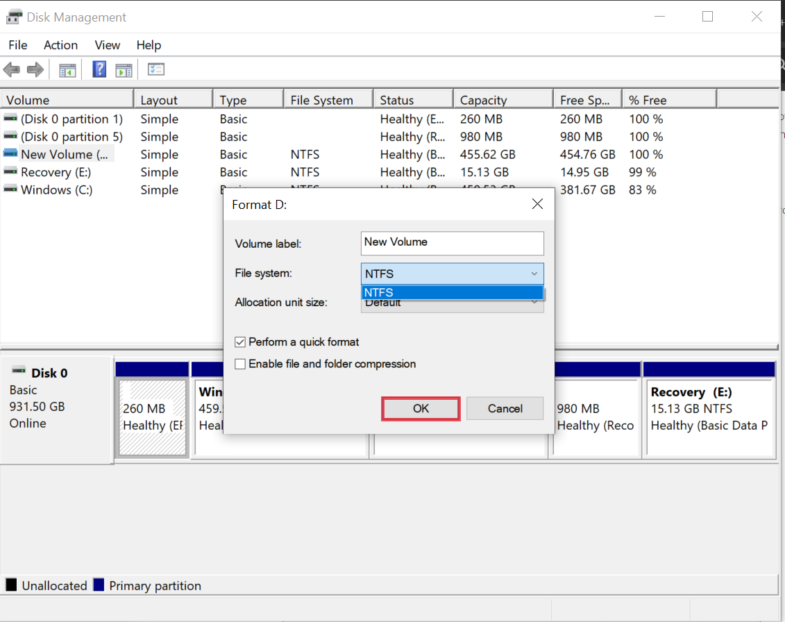 Windows was not able to complete the format