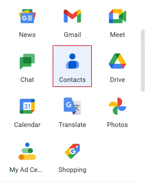 open Gmail and click contacts