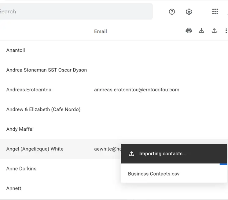 start importing CSV file