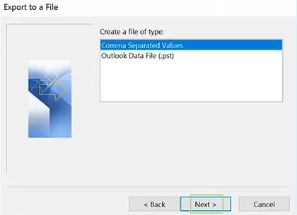 export Outlook contacts to VCF