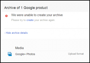 zip failed google drive download