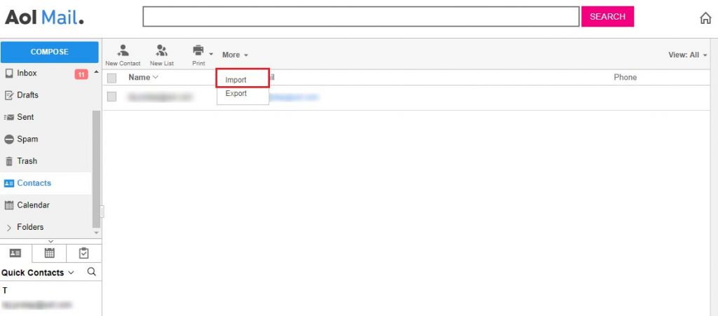 export Outlook address book to AOL mail