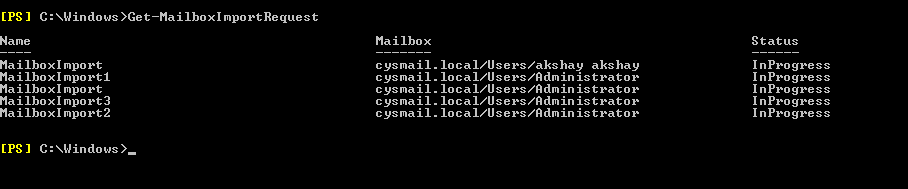 Get-MailboxImportRequest