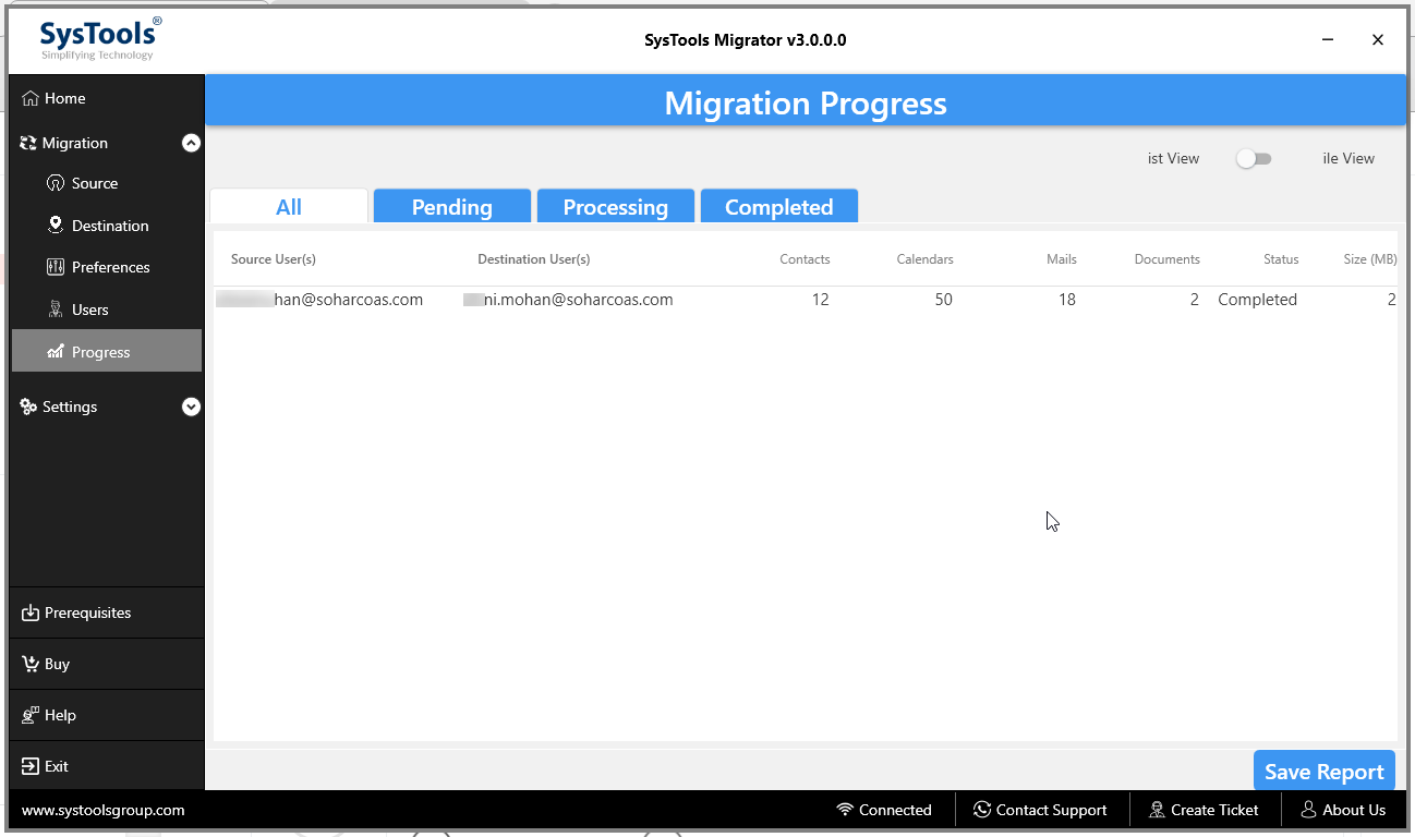 progress dasboard