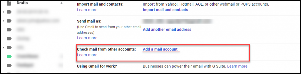 Add mail account option