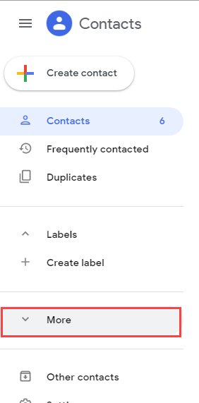 more option in Google Contacts