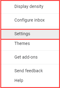 Setting option in Gmail