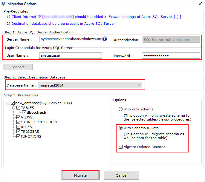 migrate local SQL Server database to Azure