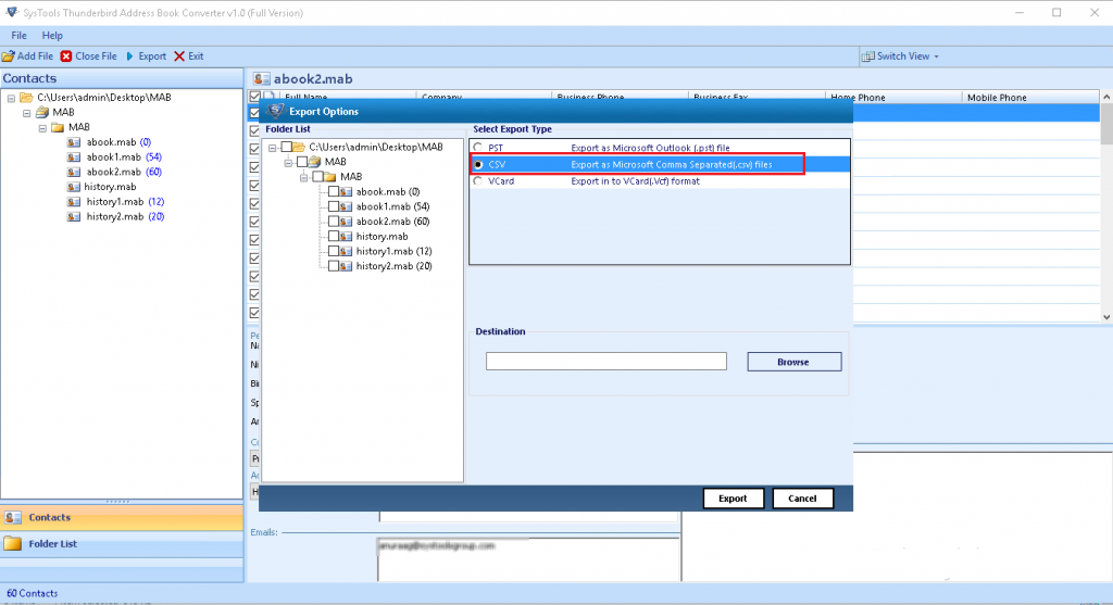 Export CSV