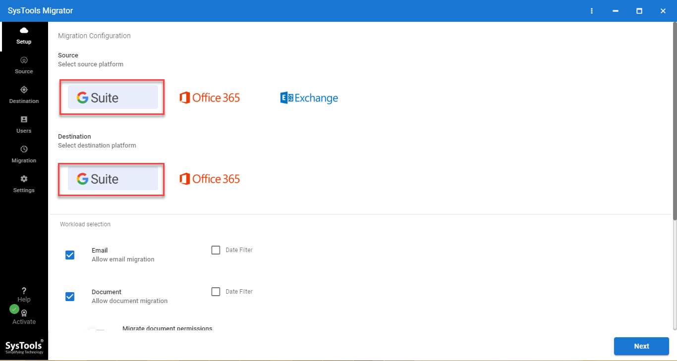 migrate emails from G Suite to G Suite