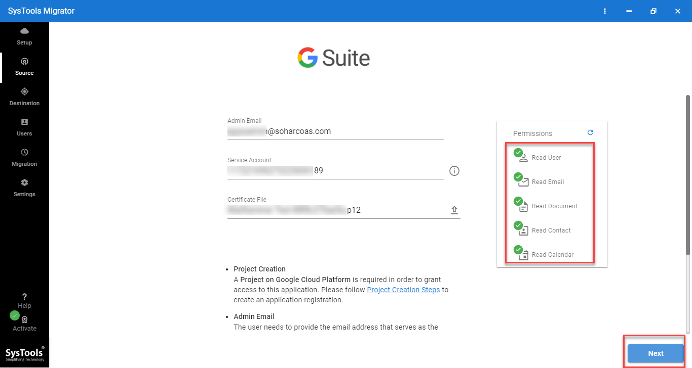 source G Suite validation