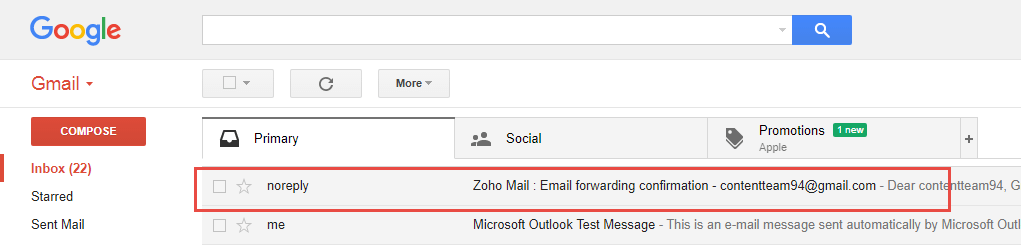 Export emails from Zoho to Gmail