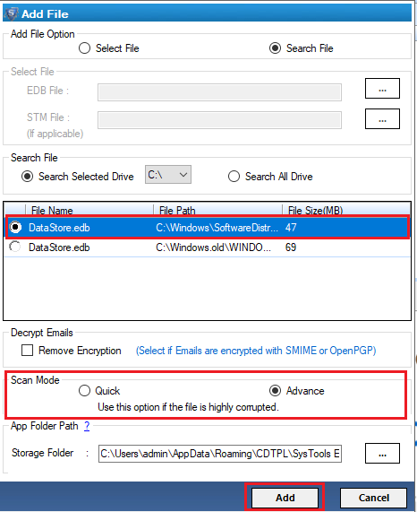 select advance scan option