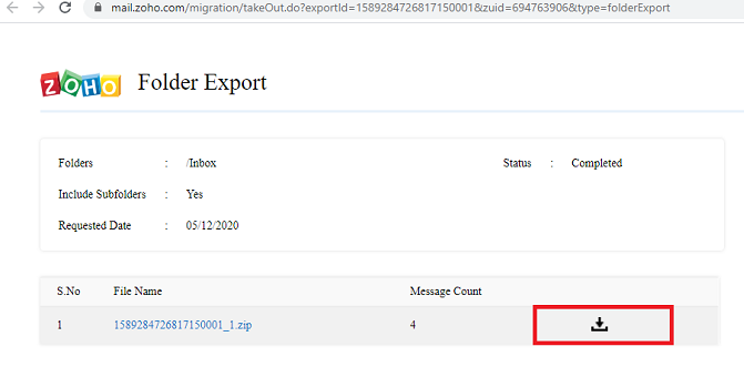 Download Zoho Emails