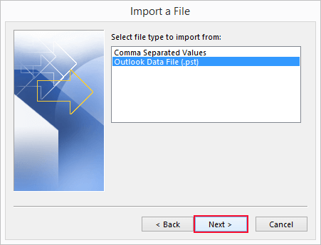 transfer outlook pst file to new computer