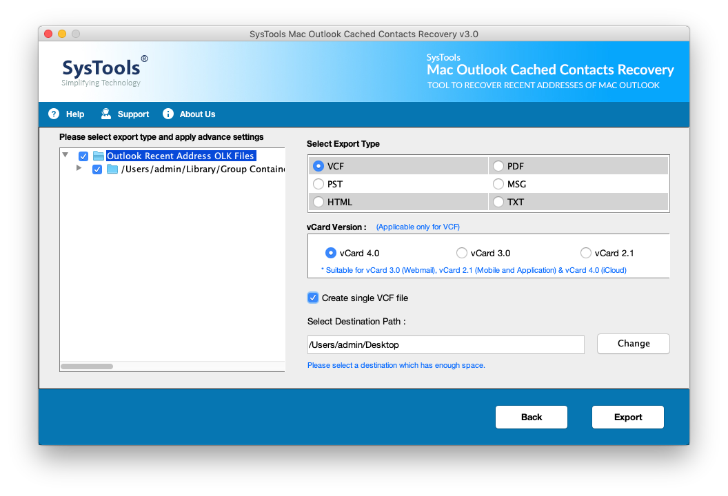 Export Recent Addresses Outlook 2016