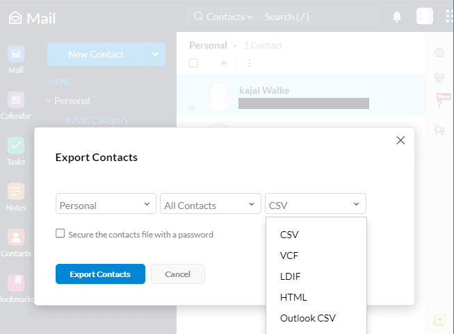 Export Zoho Contacts