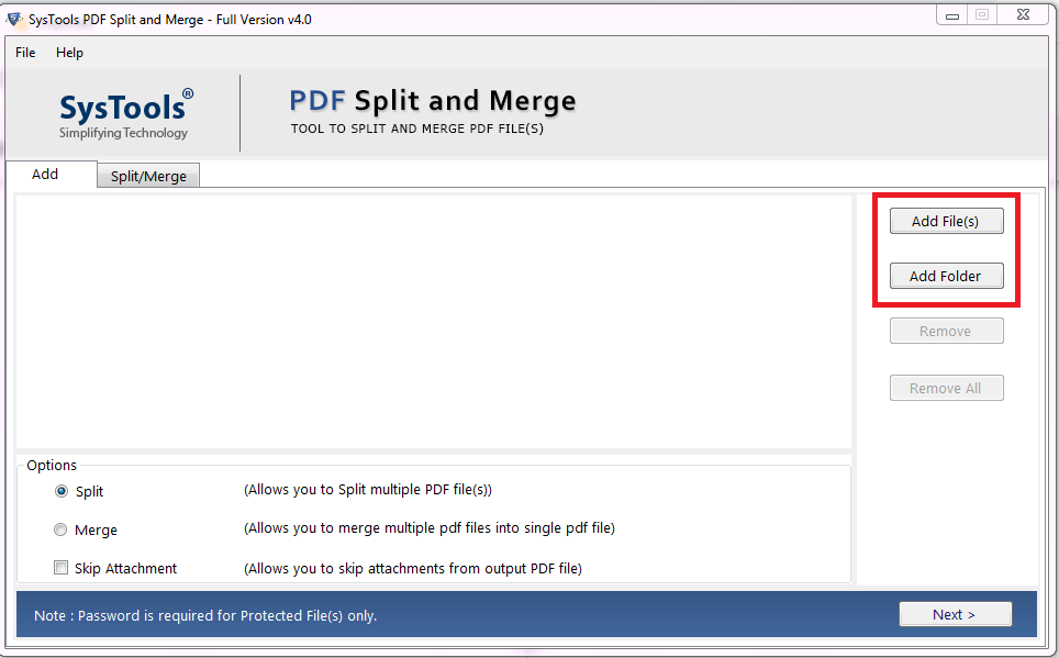 adding pdf files to split