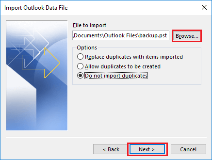 import outlook pst file