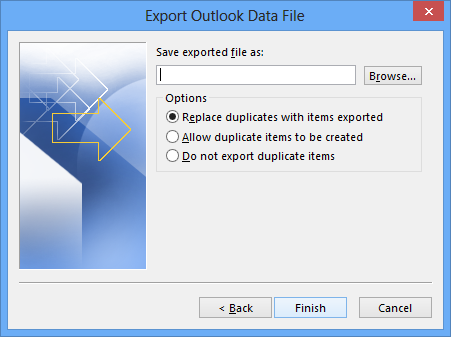 export list eml files by date range