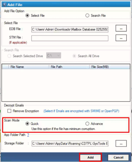 Quick or Advance Scan