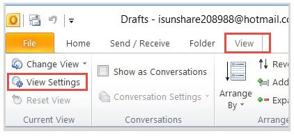 View Settings - Outlook Incoming Emails Disappearing