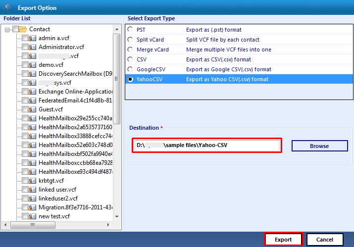import VCF contacts to Yahoo Mail