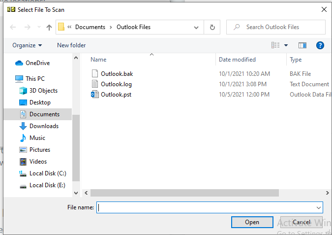 Browse PST File