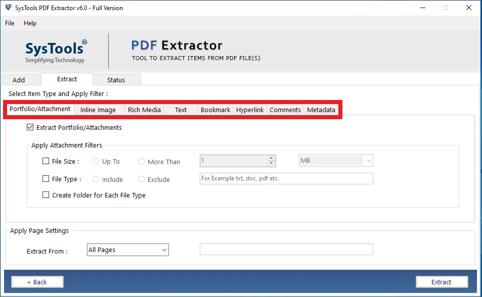 select pdf elements
