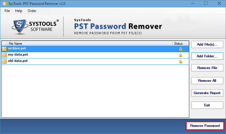 retrieve outlook data file password