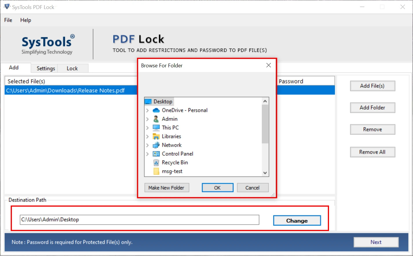 Select file saving location